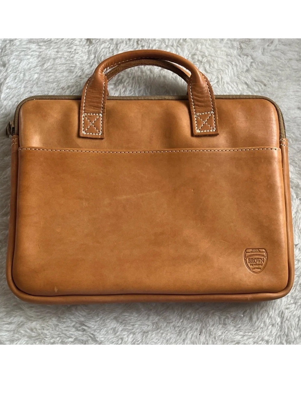 Brown Bag Company Lake Tahoe Tan Light Brown Leather Laptop Bag